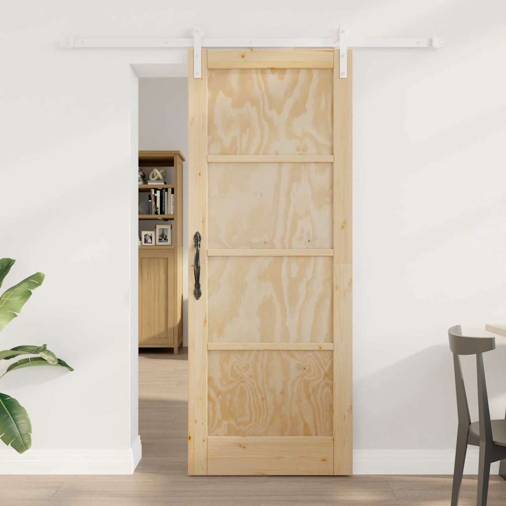 vidaXL Zimmertür Schiebetür mit Montageset 78x202 cm Massivholz Kiefer
