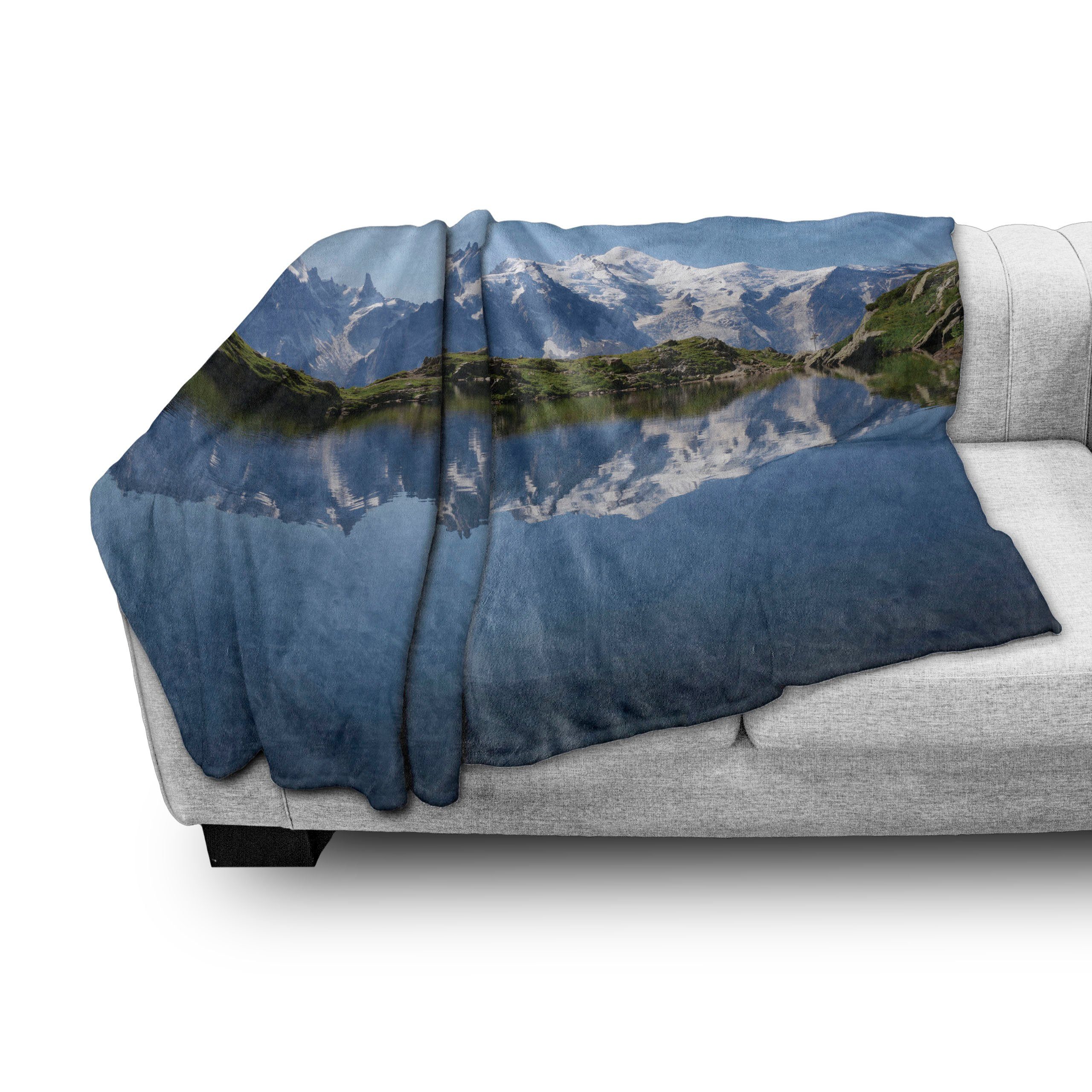 Abakuhaus, für den Plüsch Blanc Außenbereich, Innen- See und Mont Alpen Frankreich Wohndecke Gemütlicher