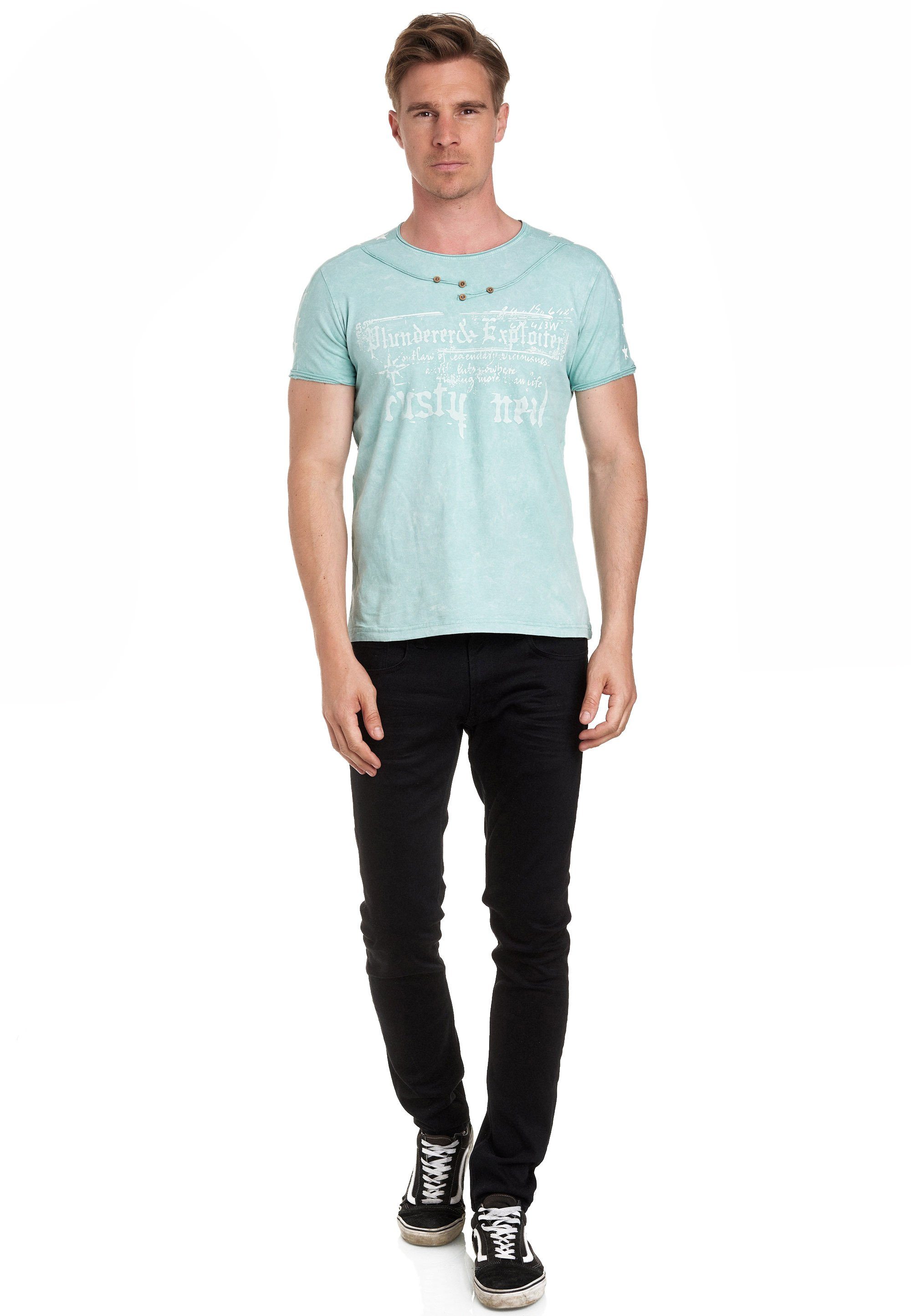 in T-Shirt Optik Neal melierter Rusty mint