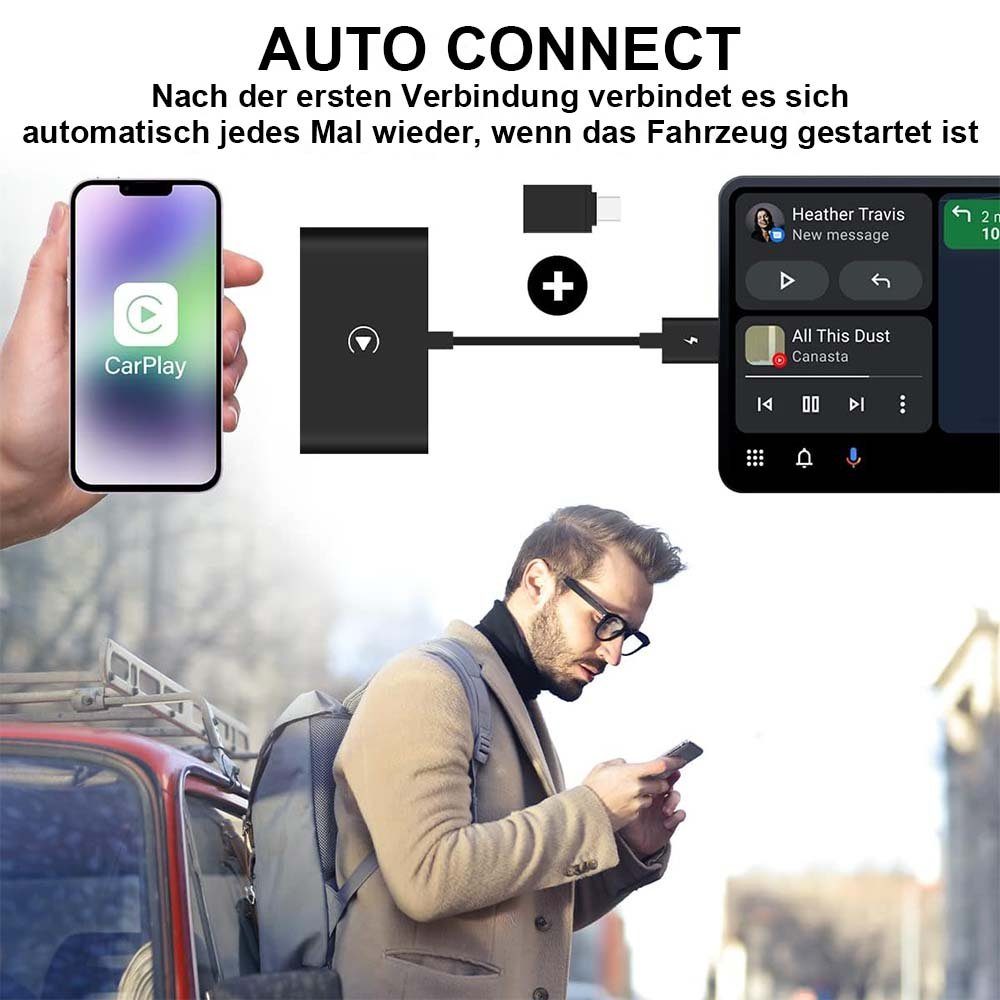 und CarPlay-Adapter in kabellosen CarPlay iPhone Sie Konvertieren einen kabelgebundenes Drahtloser Autos Schwarz Adapter für KFZ-Adapter, MOUTEN