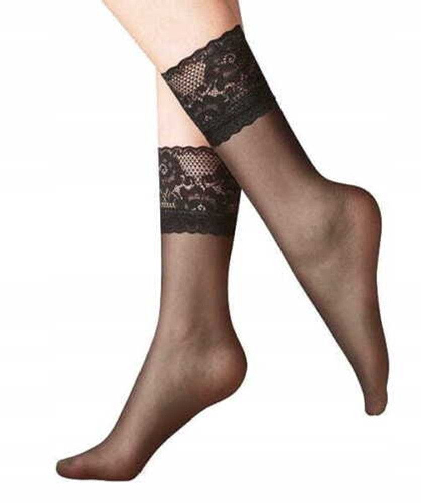 Feinsocken 1 Paar eleganter Fein-Socken mit Spitze mit Silikon 20 Den