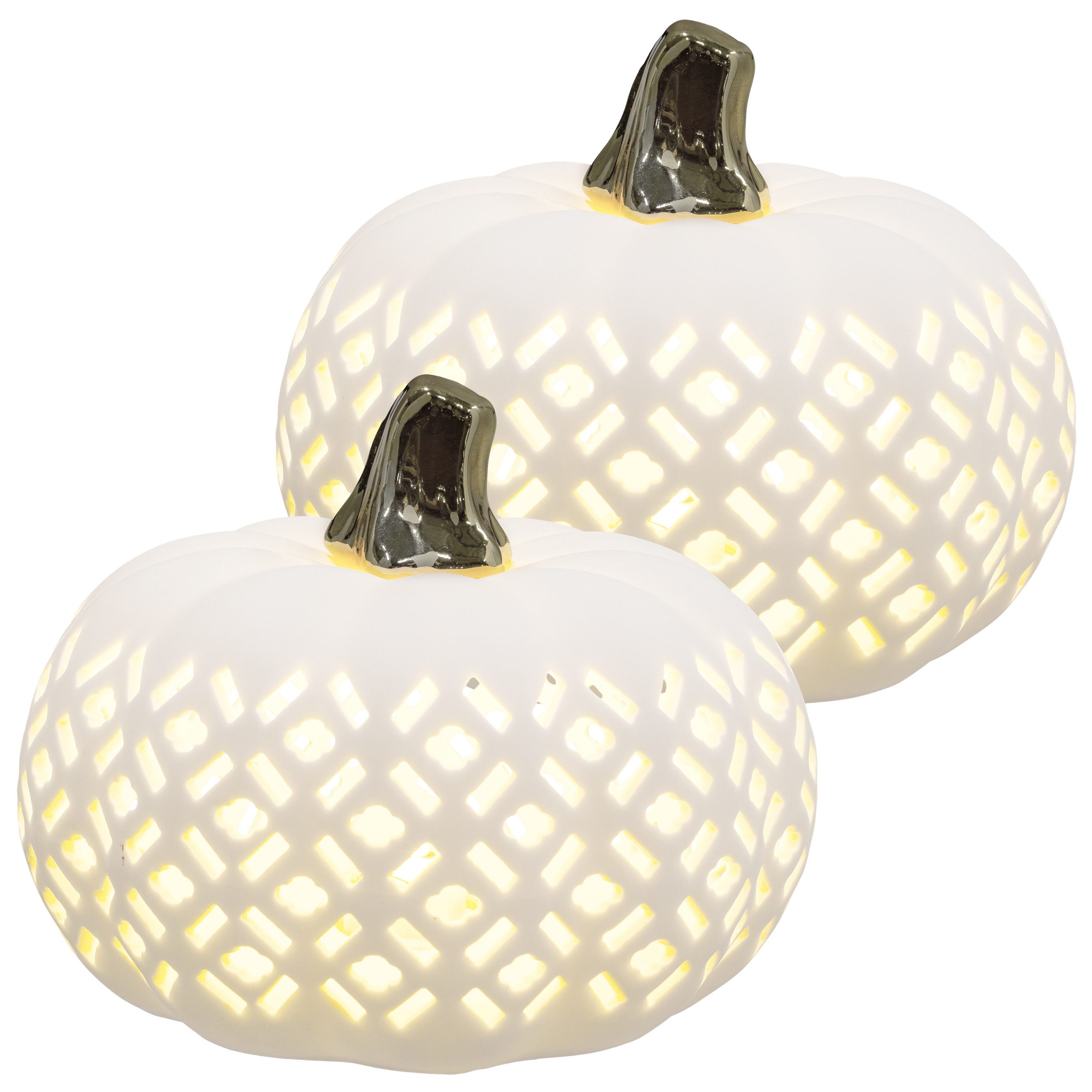 Creativ home LED-Dekofigur Kürbis (2 St), mit goldenem Stiel günstig online kaufen
