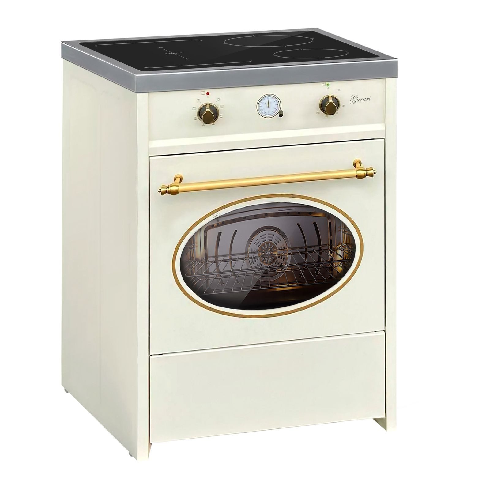 GURARI Induktions-Standherd GCH E 612 Cr r, Retro Induktions Standherd 60 cm, Range Coocker, 60 L, Herd