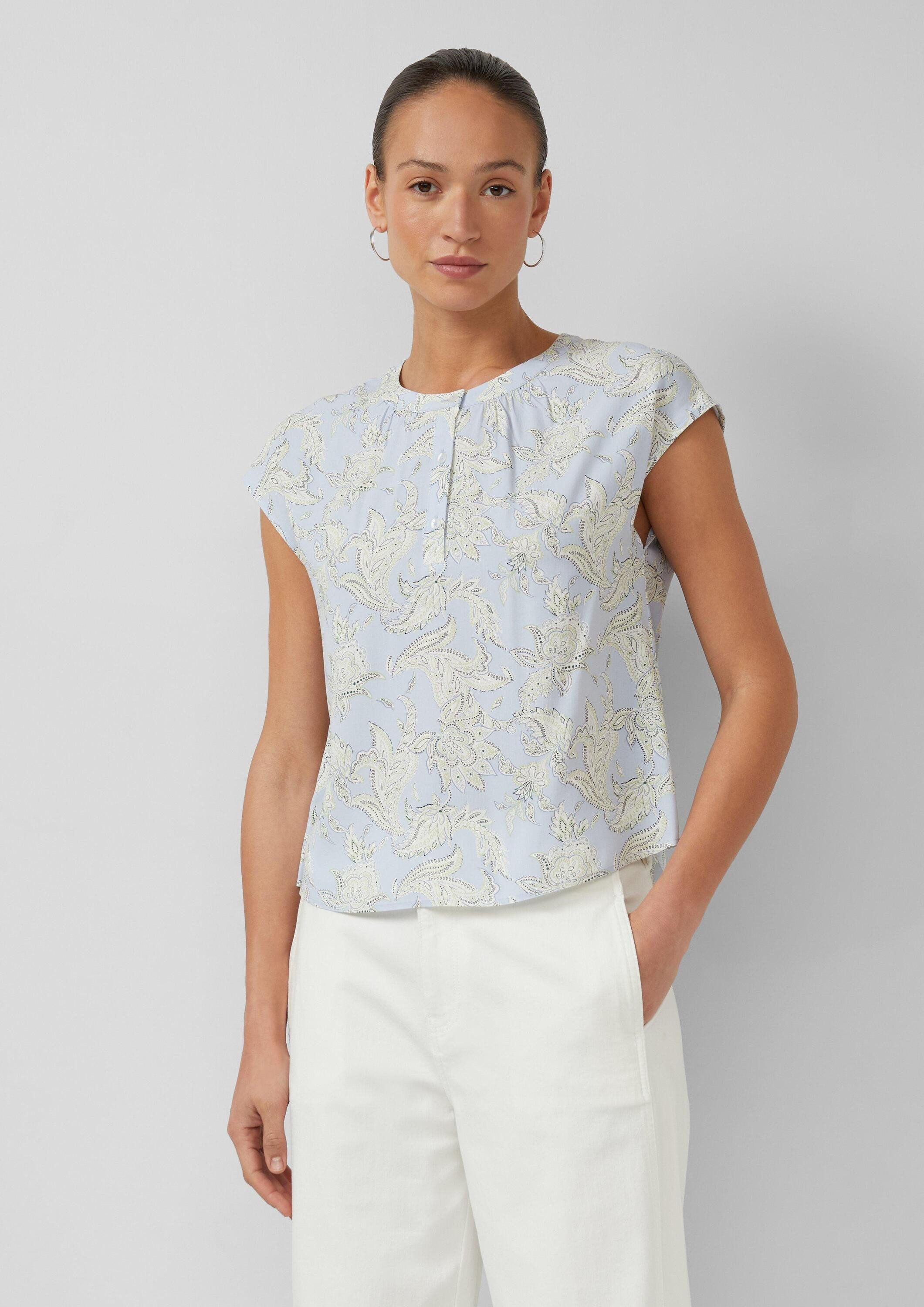 s.Oliver Kurzarmbluse Bluse Viskose-Bluse mit All-over-Print günstig online kaufen