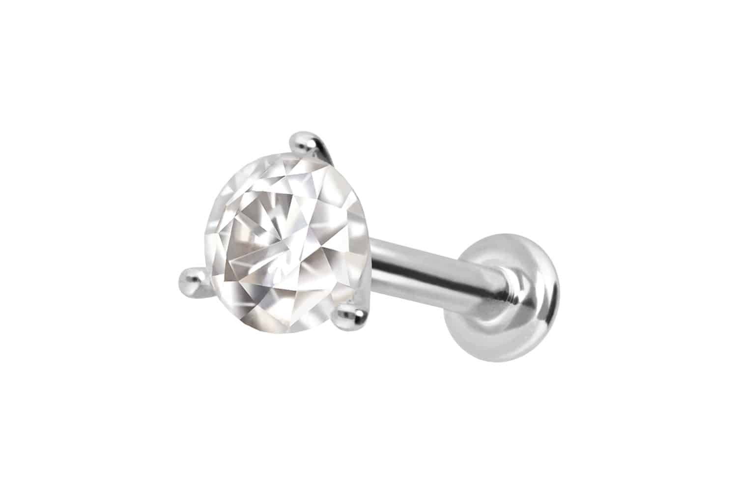 PIERCINGLINE Piercing-Set 14 Karat Gold Labret mit Innengewinde MOISSANIT ( günstig online kaufen