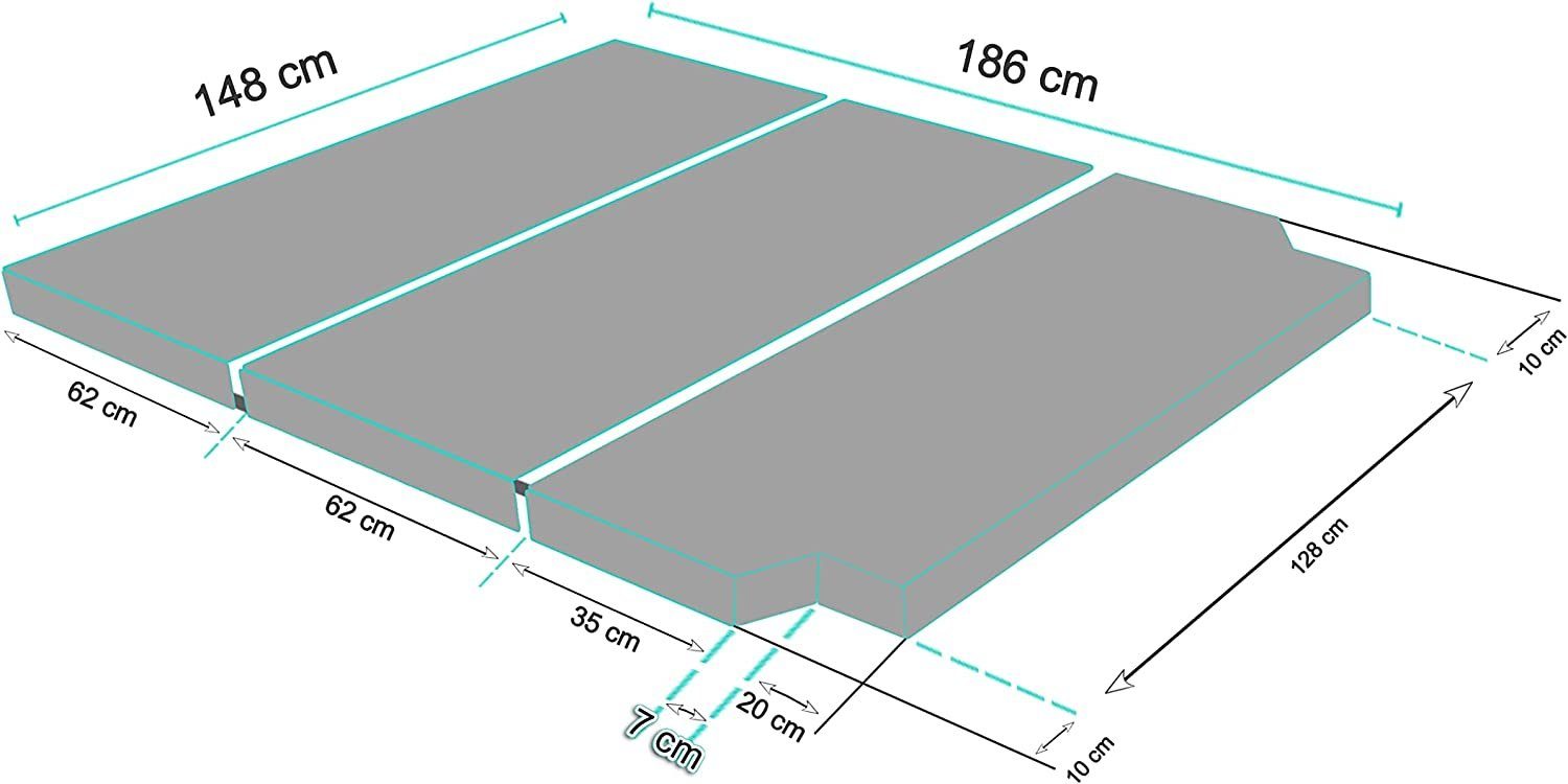 Klappmatratze Universal Visco / Kaltschaum Dibapur® Falt Klapp Matratze VW T5 T6, Dibapur, Für Multivan