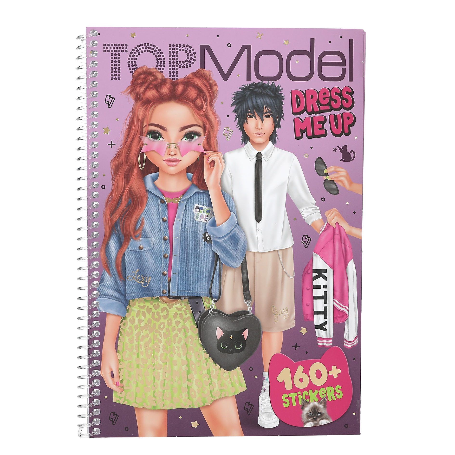 Depesche Schmuckset TOPModel Rebel Kitty Stickerbuch mit 20 Seiten zum Selbstgestalten, 7 Stickerbogen, vorgedruckte Model Motive