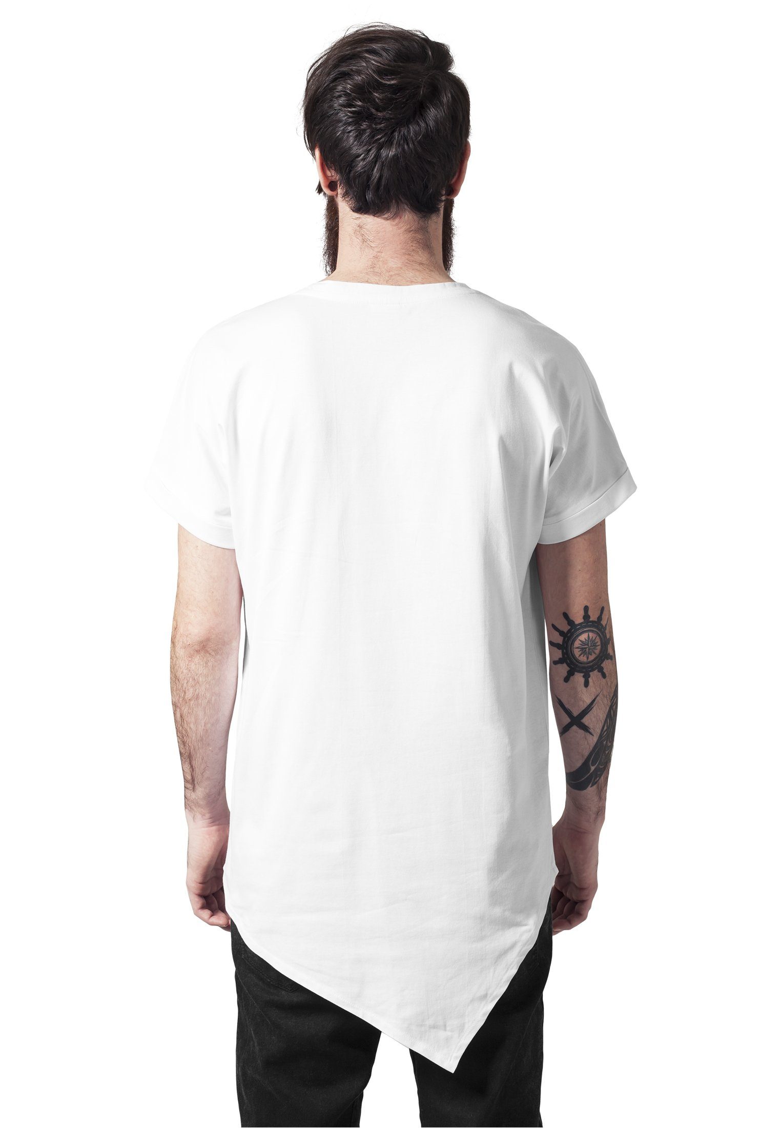 Asymetric Tee white URBAN CLASSICS (1-tlg) Kurzarmshirt Herren Long