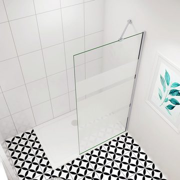 duschspa Duschwand NUE Walk in Trennwand mit Milchstreifen Glaswand Duschkabine, Einscheibensicherheitsglas, Sicherheitsglas, (Set), Glas, Nano Glas