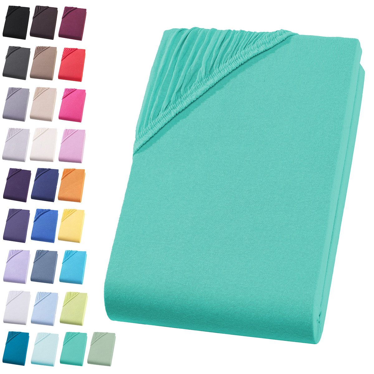 Visaggio Spannbettlaken Jersey aus 100% Baumwolle Spannbetttuch Bettlaken, Jersey, Gummizug: rundum, Spannbettlaken, für Matratzenhöhen bis 22 cm, Steghöhe 30 cm