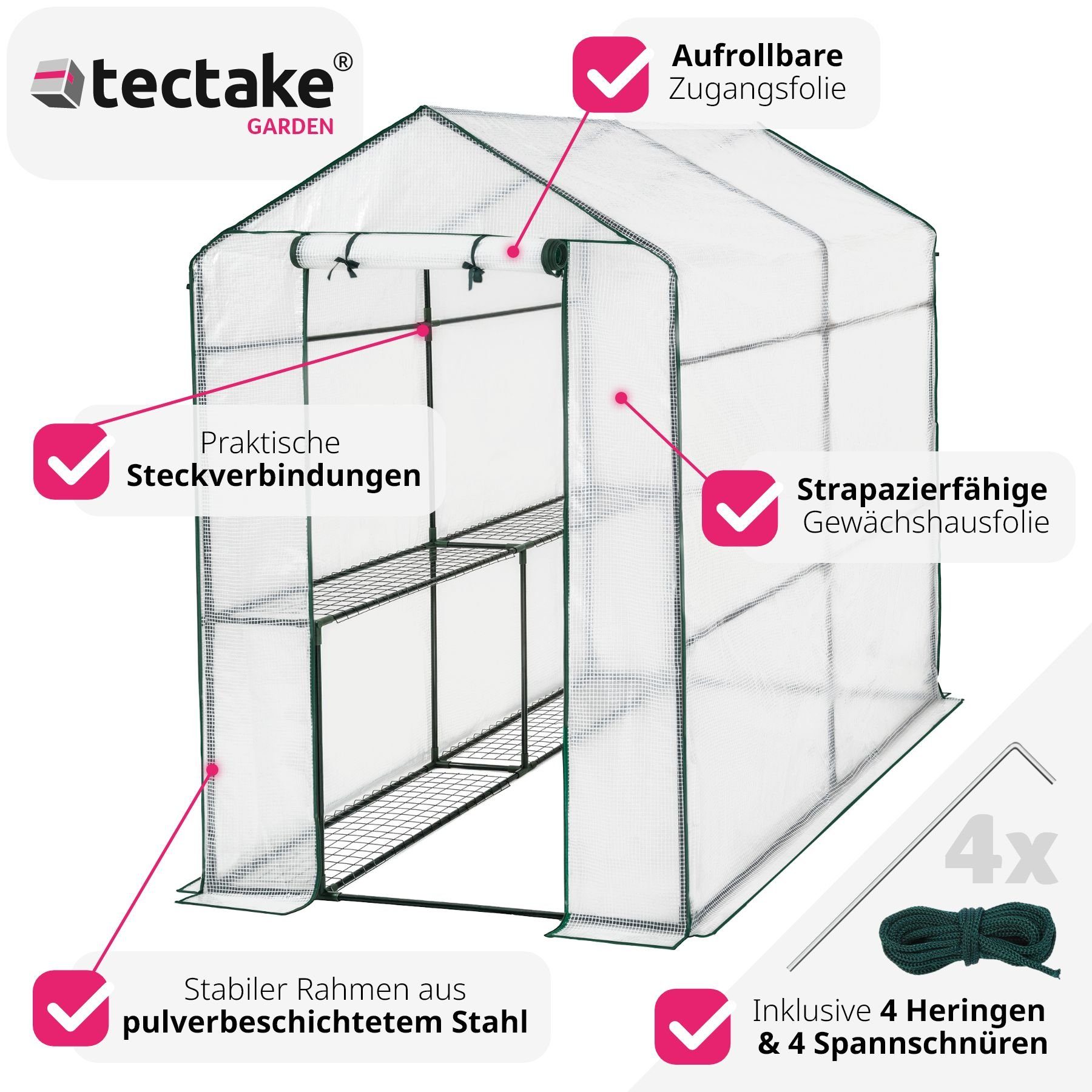 tectake Gewächshaus Andrea weiß | Raba...