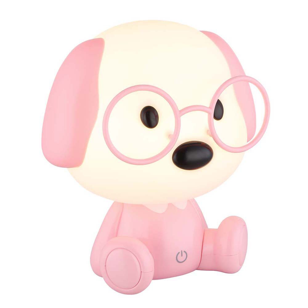 GLOBO LIGHTING LED Nachtlicht, LED-Leuchtmittel fest verbaut, Warmweiß, Tischlampe Nachttischleuchte Kinderlampe Hund pink Touchdimmer LED