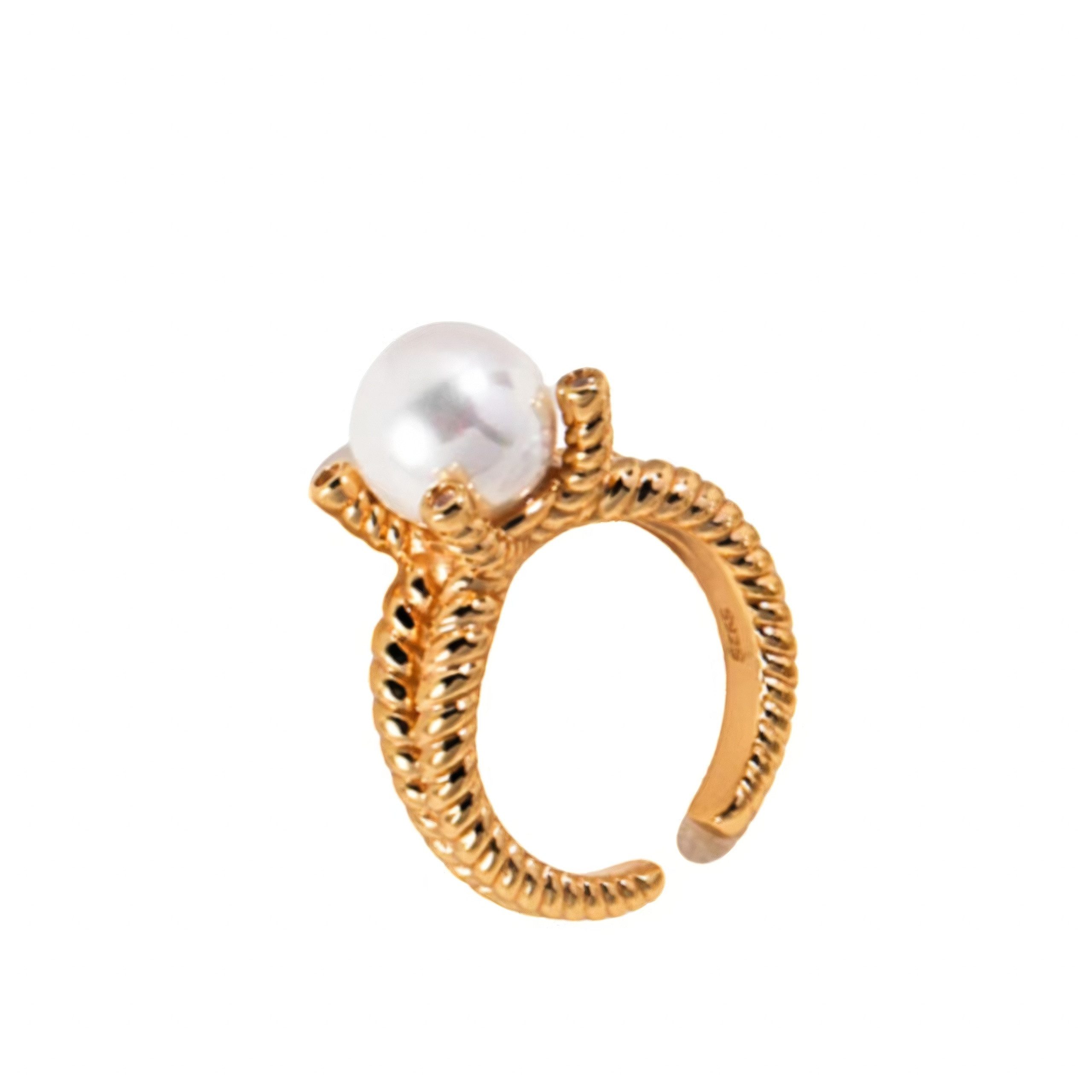 Jumpeak Silberring Damen Ringe Silber Ringe , Edelstein Ringe , Perlen Ringe, Versprechen Ring, 18K Gold plattiert, Konfirmation Mädchen Geschenk