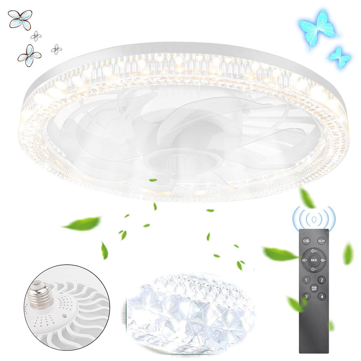 ZEUOPQ Deckenleuchten Deckenventilatoren E27 LED Deckenventilator günstig online kaufen
