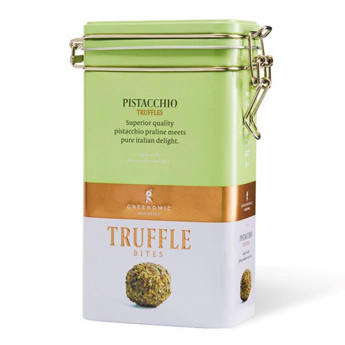 Greenomic Schokolade Truffle Bites Pistacchio in Metalldose (110 g)