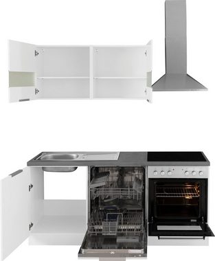 KOCHSTATION Küchenzeile KS-Luhe, 180 cm breit, wahlweise mit oder ohne E-Geräten, gefräste MDF-Fronten