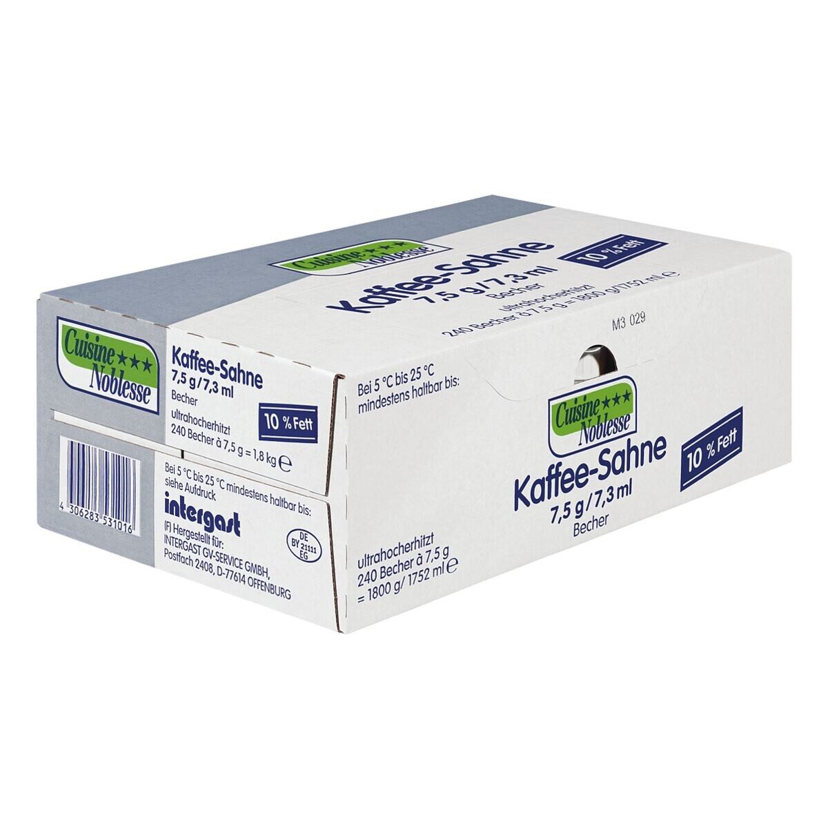 CUISINENOBLESSE Milch Kaffeesahne 10% Fett, portionsweise verpackt, 240 Portionen