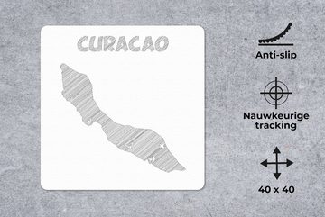 MuchoWow Gaming Mauspad Illustration einer Skizze von Curaçao in schwarz-weiß (1-St), Mousepad mit Rutschfester Unterseite, Gaming, 40x40 cm, XXL, Großes