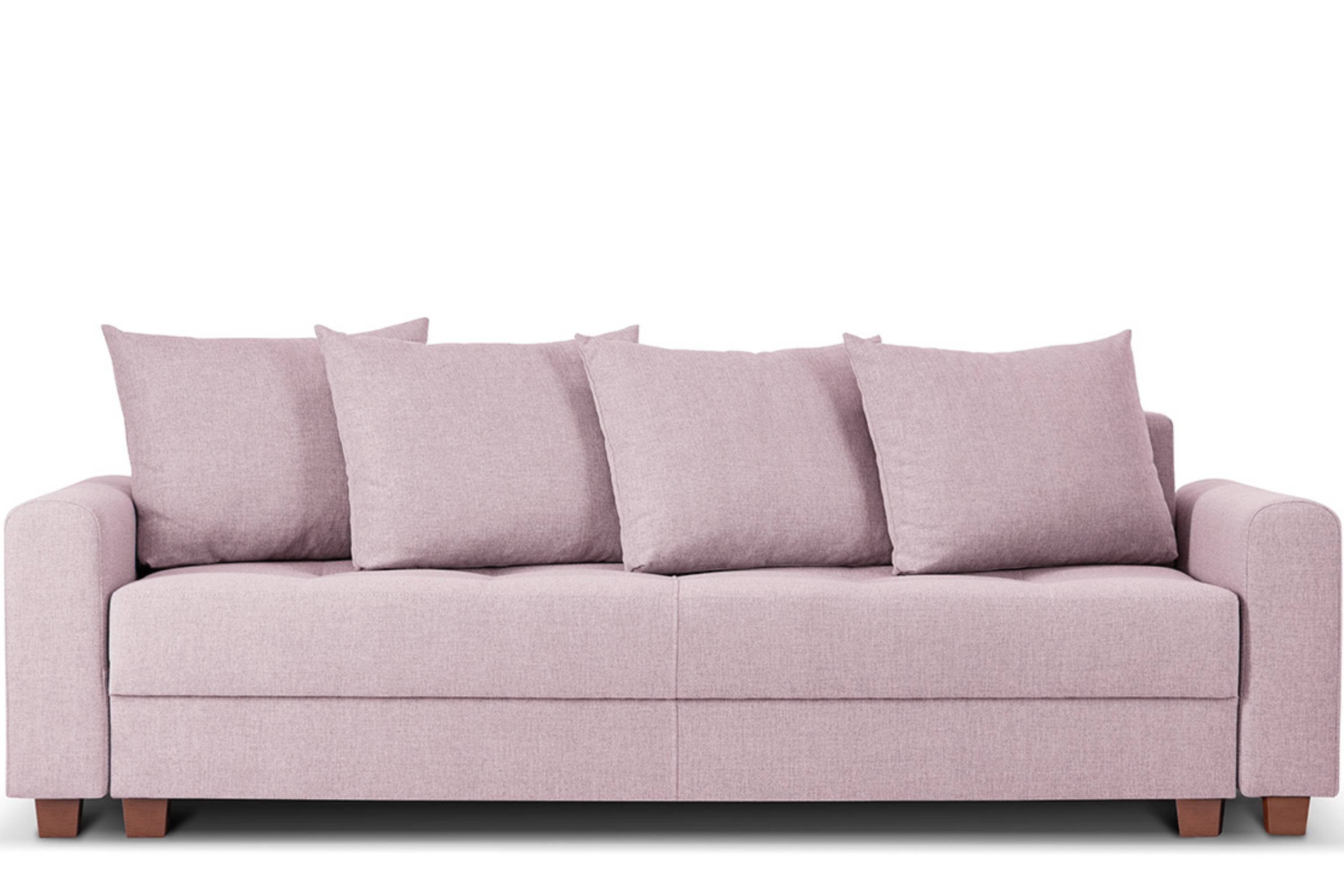 Konsimo Schlafsofa REVO Schlafsofa mit bettkasten, Massivholzbeine, strapazierfähiger Webstoff rosa | rosa