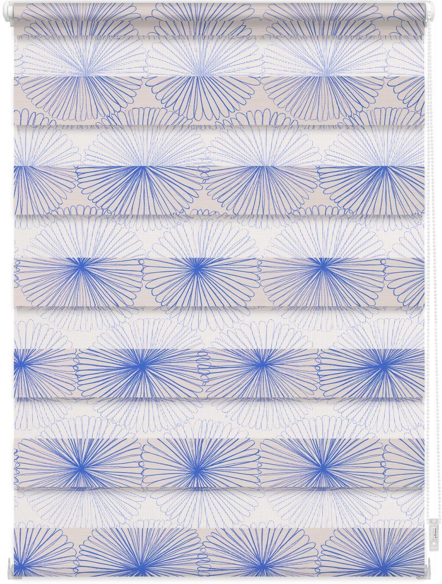 Doppelrollo Duo Rollo Klemmfix, ohne Bohren, blickdicht, Flower wheel - Gelb, LICHTBLICK ORIGINAL, halbtransparent, freihängend, Klemmfix