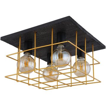 Globo Deckenleuchte Deckenleuchte Wohnzimmer Holz Gitter Deckenlampe Industrie Optik