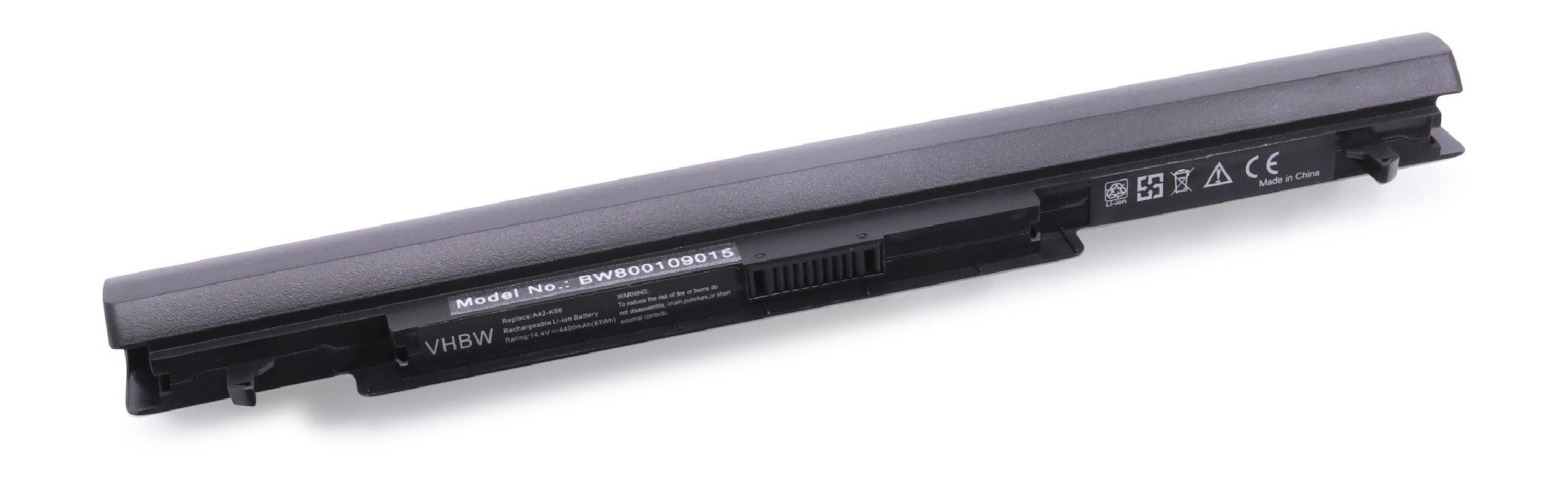 14,8V, für (4400mAh, Laptop-Akku passend S40, vhbw Notebook K56CM-XX014, K56CM-XX055, Li-Ion) 4400 Asus mAh K56CM-XX014D, / K56CM-XX055D Netbook K56CM-XX045H, K56CM-XX008,