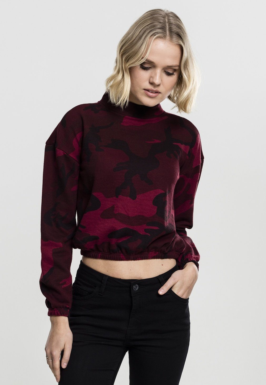 Urban Classics Maglietta Donna Con Collo Alto E Inserti In Rete Leopardata – Jersey Elasticizzato E Trasparente - 5