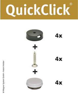 Klick-Gleiter QuickClick® Filzgleiter & Kunststoffgleiter wendbar 2 Seiten Wollfilz & Kunststoff I 4er-Set zum Anschrauben I 4x Basis+Schraube+Gleiteinsatz - DUO - Durchmesser Ø 20, 25, 30 mm - Made in DE, WAGNER design yourself