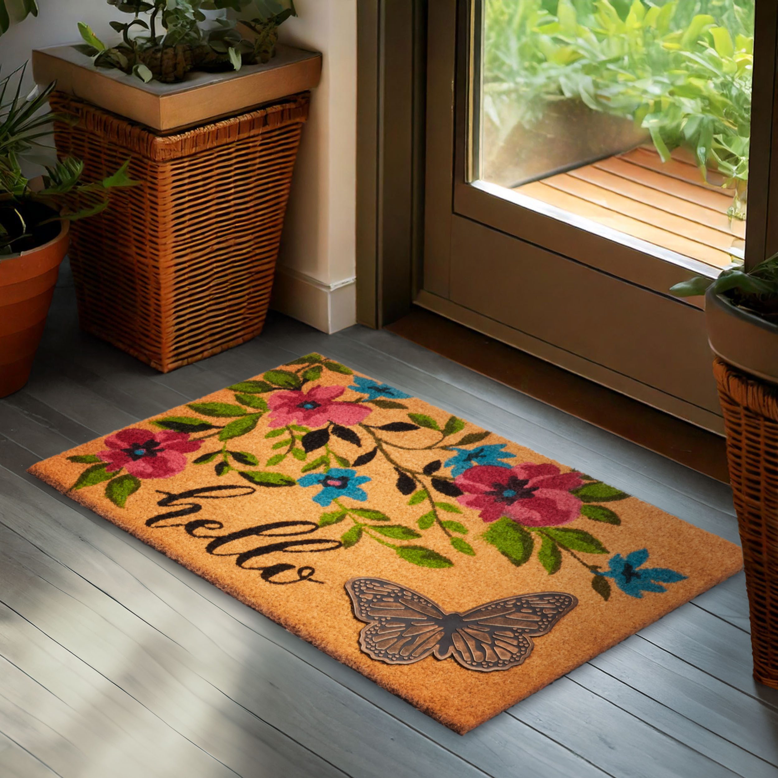 BRUBAKER Fußmatte Blumen und Pflanzen - 45 x 75 cm Schmutzfangmatte - Kokos günstig online kaufen