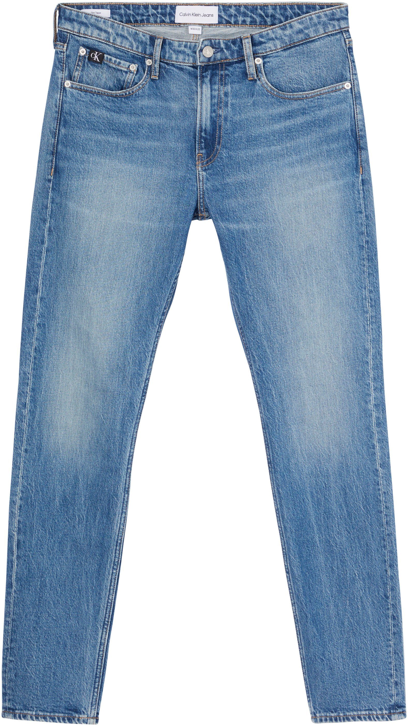 Tapered-fit-Jeans mit Denim_Medium 1A4 Leder-Badge Jeans Calvin TAPER SLIM Klein