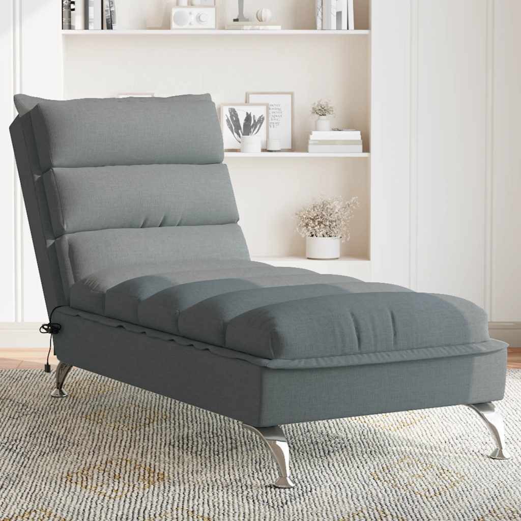 vidaXL Chaiselongue Massage-Chaiselongue mit Kissen Dunkelgrau Stoff, 1 Teile