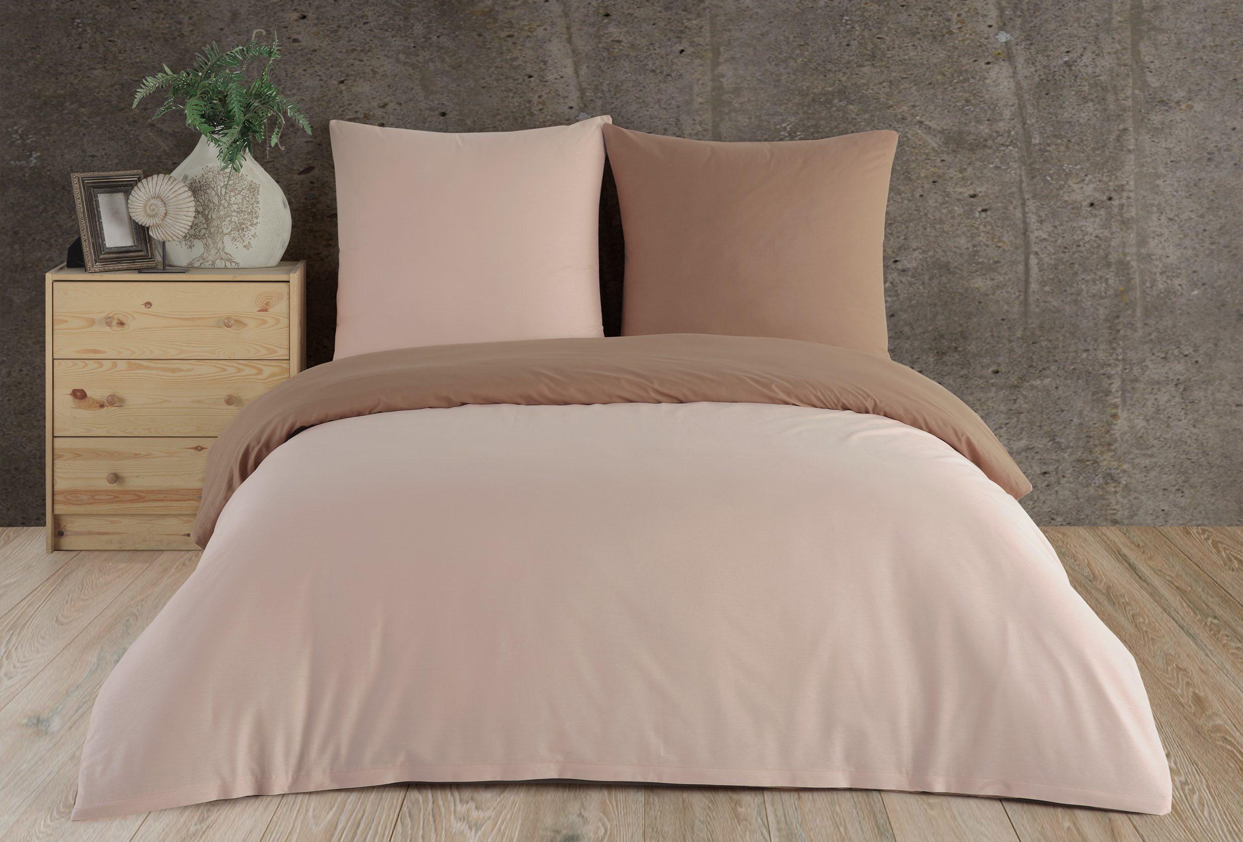 Buymax Bettwäsche Wendebettwäsche, Renforcé, 3 teilig, Bettbezug-Set 200x200 cm 100% Baumwolle mit Reißverschluss Einfarbig