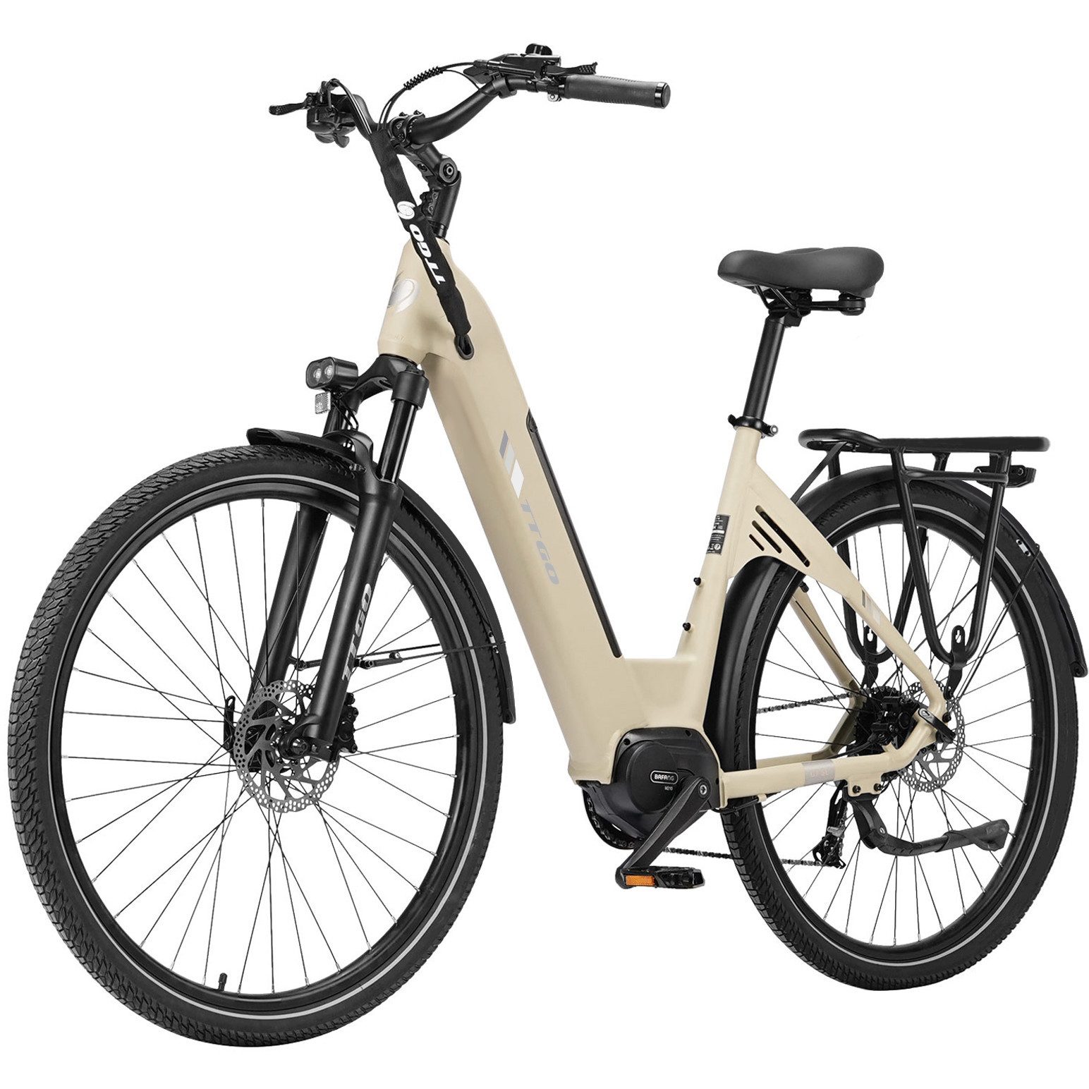 TTGO E-Bike Cityrad 28 Zoll, 140km, 75Nm Mittelmotor, Lockout-Federgabel, C7 SE, Pedelec, 9 Gang Shimano, Kettenschaltung, Mittelmotor, 648 Wh, Drehmomentsensor, Elektrofahrrad, Tiefeinstieg für Damen und Herren