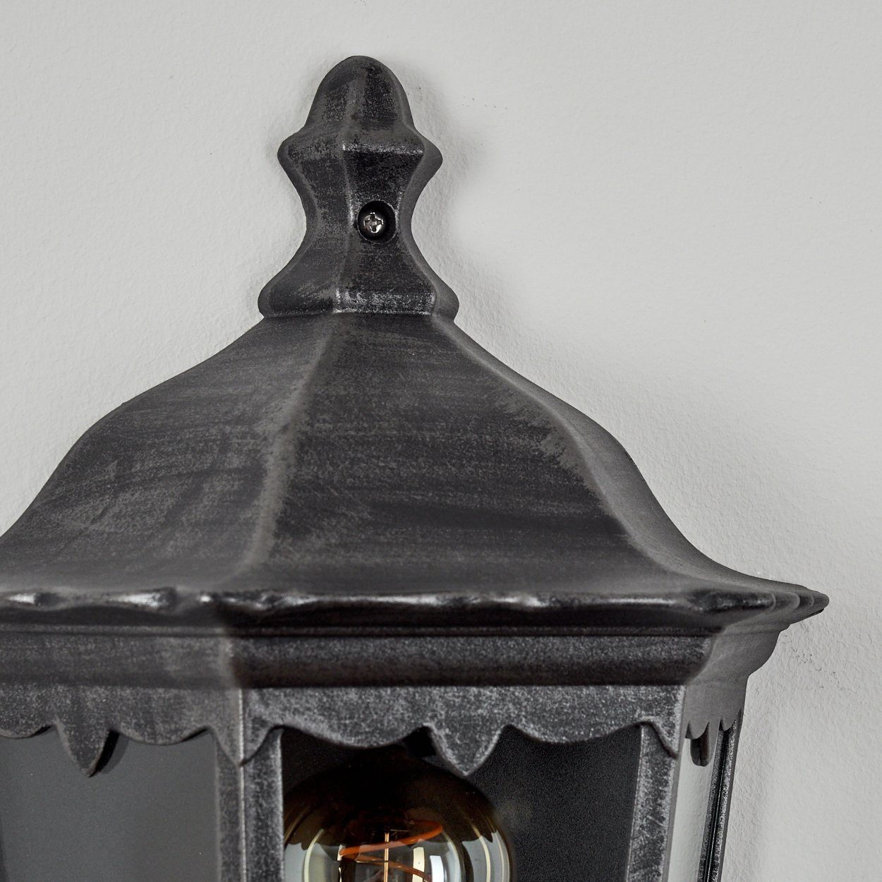 hofstein Außen-Wandleuchte »Viano« Wandlampe aus Metall/Glas in Schwarz-Silber/Klar, ohne Leuchtmittel, Wandleuchte m. E27,m. Bewegungsmelder