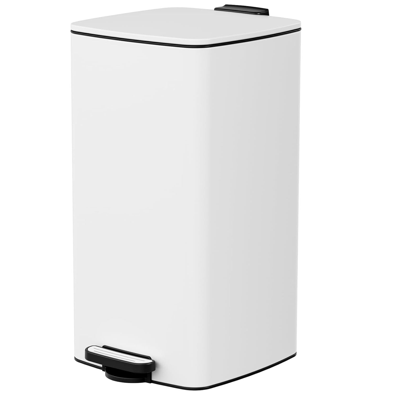 TLGREEN Mülleimer 30L aus Stahl,rechteckiger Abfalleimer mit Soft-Close-Deckel, Pedal und Inneneimer für Küche, Wohnbereich und Büro