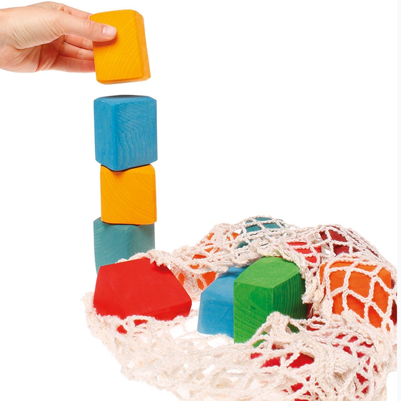 GRIMM´S Spiel und Holz Design Waldorfklötze bunt 15-teilig im Netz Spielsteine Stapelsteine Spielbauklötze