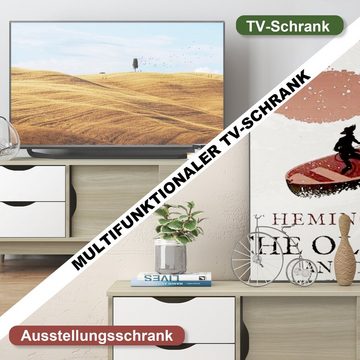 COSTWAY TV-Schrank mit 2 Schubladen & 2 Schiebetüren, 120 cm