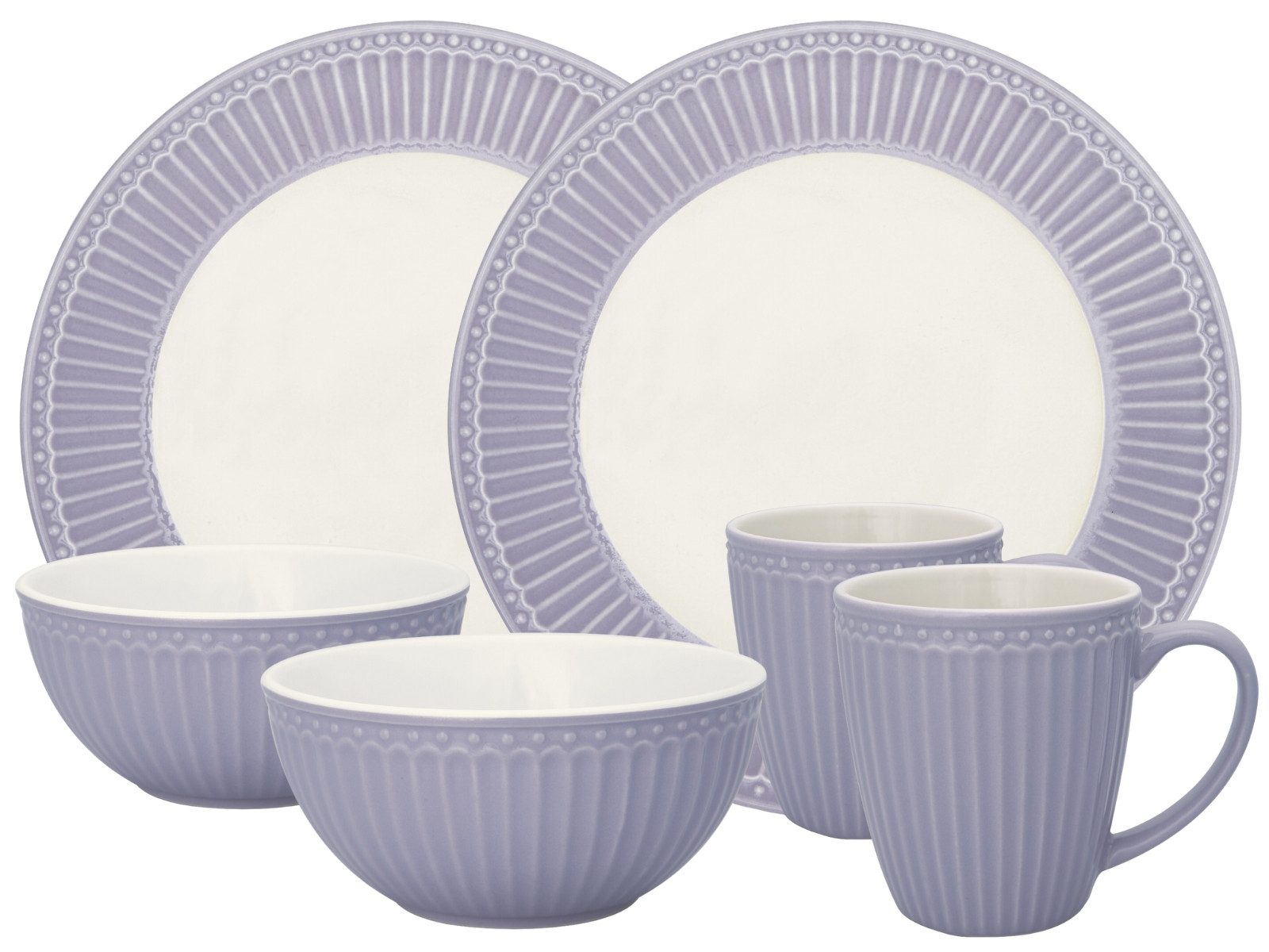 Greengate Tafelservice Alice Frühstücksset lavender 6tlg, Steinzeug