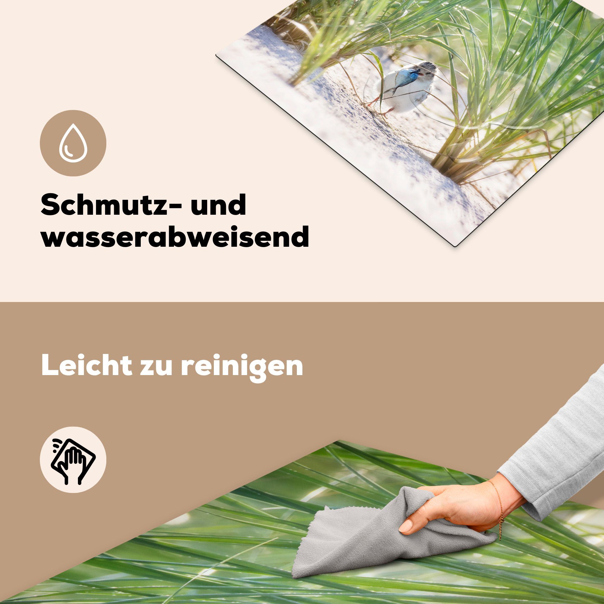 MuchoWow Herdblende-/Abdeckplatte Seeschwalbe versteckt sich (1 Gras, die küche, 59x52 cm, tlg), für im Vinyl, Ceranfeldabdeckung Induktionsmatte