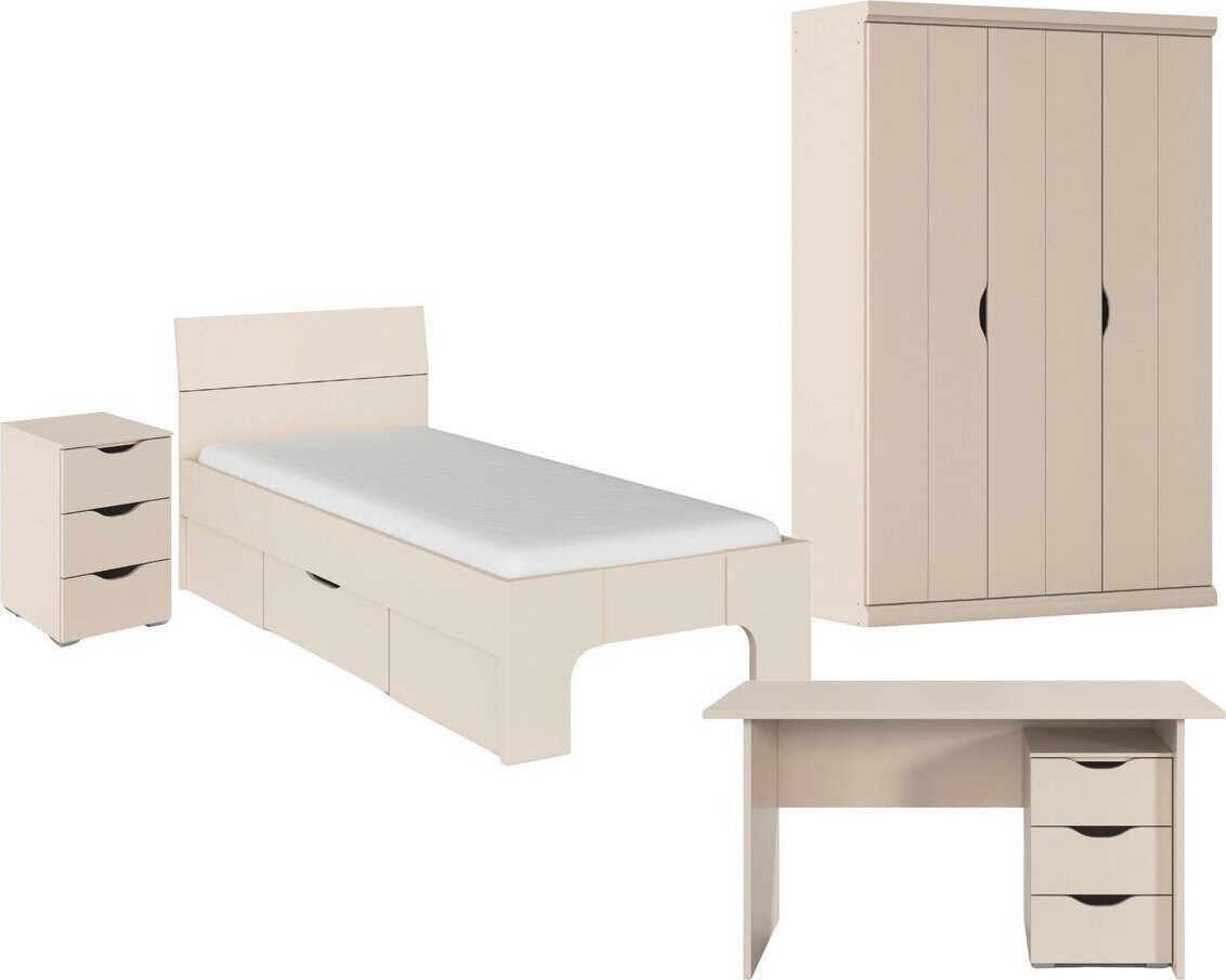 Jugendzimmer-Set Kinderzimmer Komplettzimmer Schlafzimmer-Set (4-tlg) MARLENE