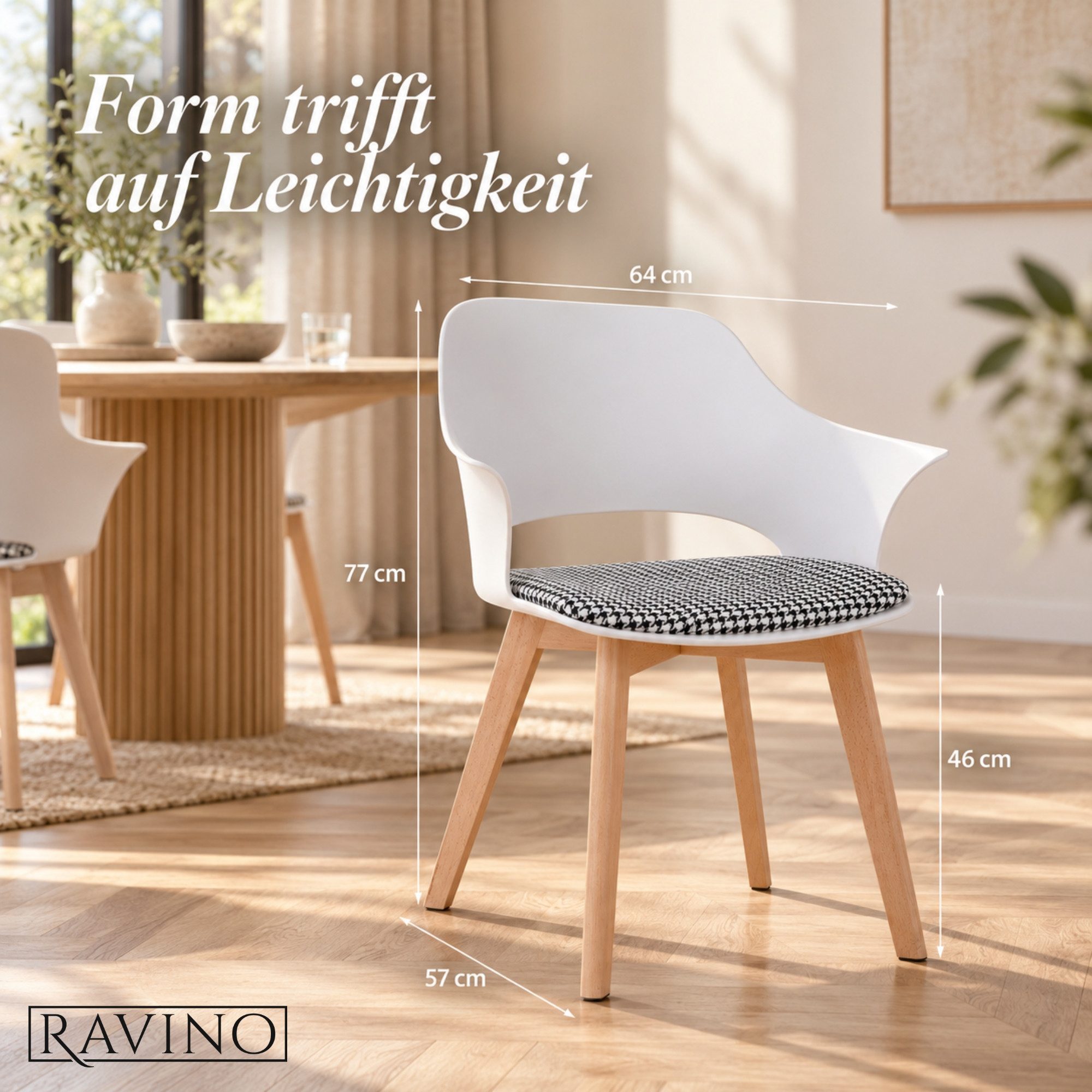 Albatros International Esszimmerstuhl Esszimmer Stühle 4 er Set AALBORG, Stuhl Stühle Esszimmerstühle (4er Set Grau Buche), Buche Massiv-Holz, Esszimmerstuhl Kü – Bild 3 von 5