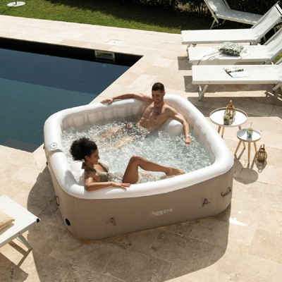 JUNG Whirlpool Netspa Infinite Whirlpool aufblasbar eckig, 2 Personen, mit Liegen, (aufblasbarer Pool mit Pumpe, Spa Pool, Selbstaufblasend, Bubble Wellness), SPA Selbstaufblasend 198x198cm, 2 Personen, beheizter Pool Outdoor