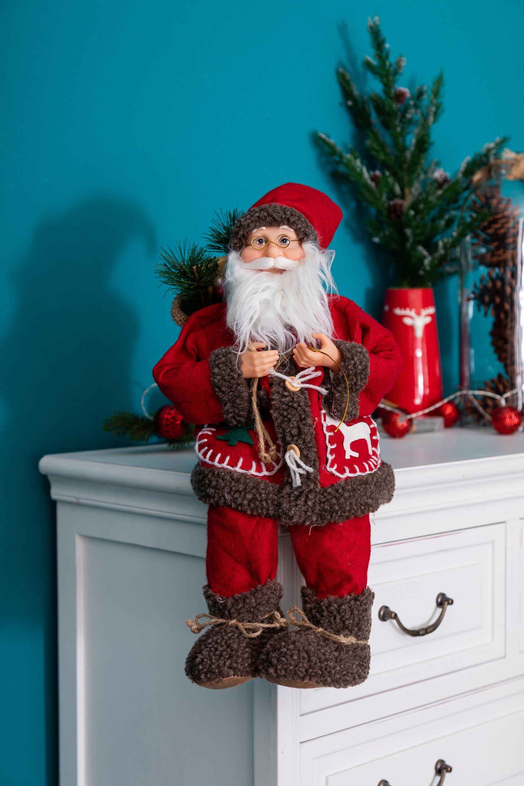 rote Weihnachten Dekofigur Santa Weihnachtsmann Claus-Figur, Wohnando Dekofigur,
