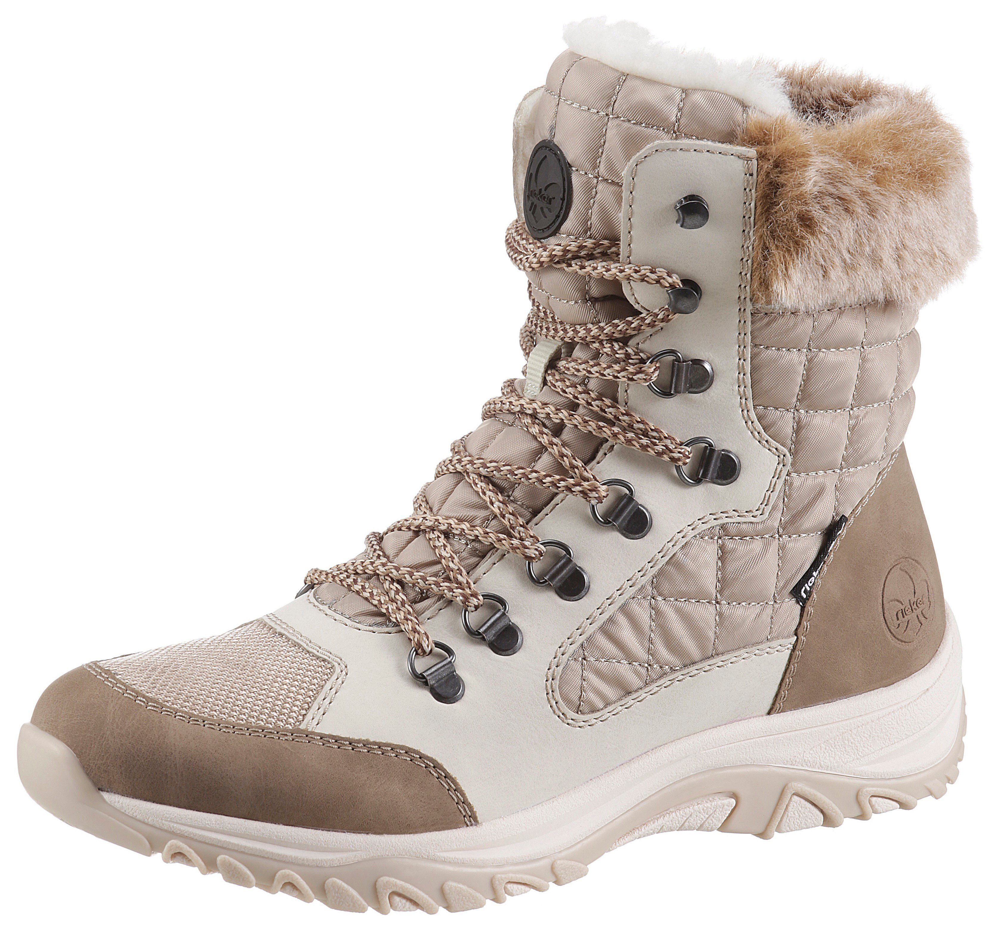 beige-creme Rieker mit Fellimitatkragen Winterboots