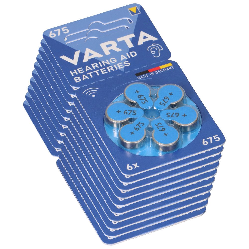 VARTA 60x Varta Hearing Aid Batterie 675 PR44 Hörgerätebatterie Batterie