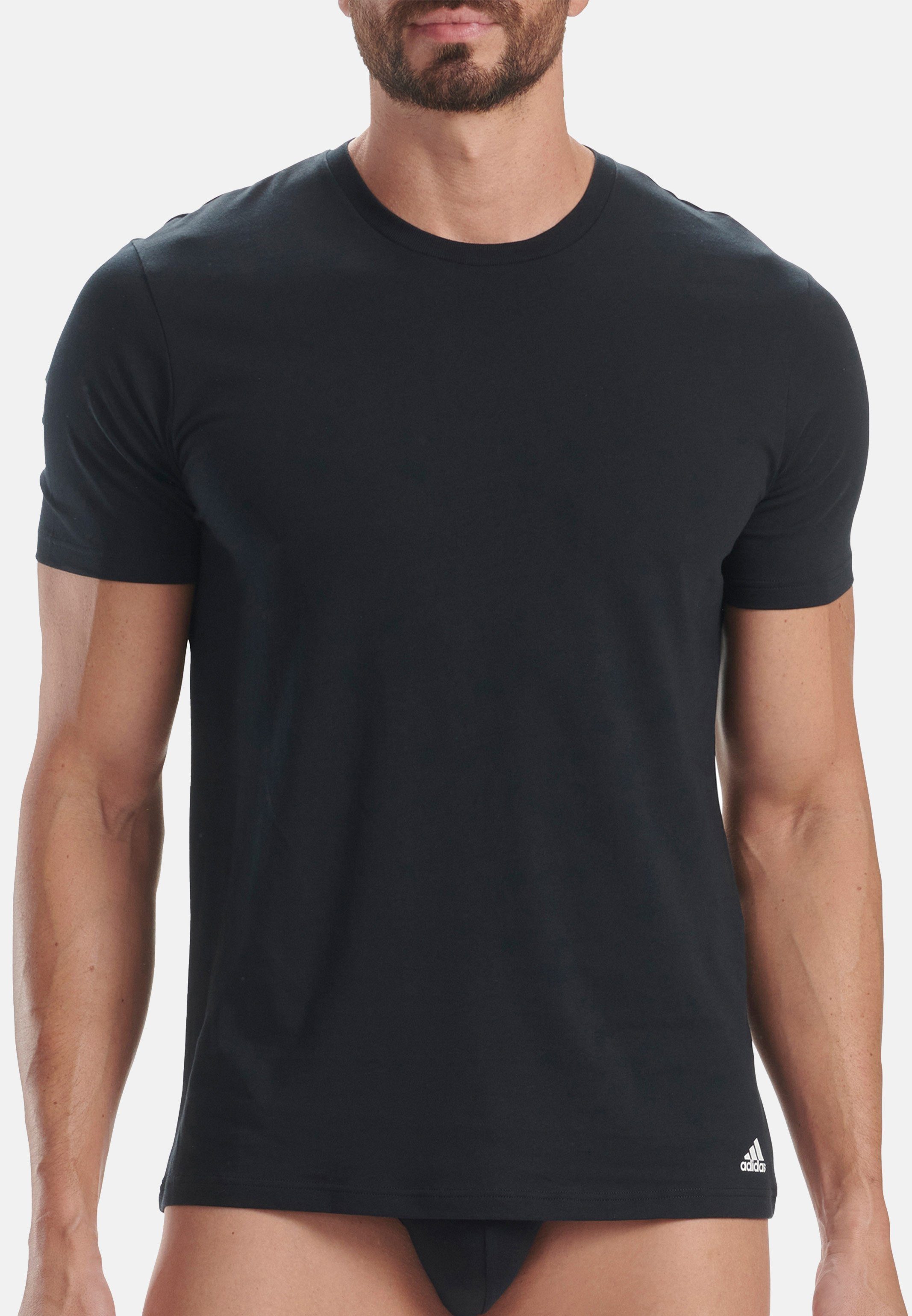 Cotton Flex Pack 4-St) - Schwarz adidas Shirt Unterhemd 3 Active Baumwolle 4er Unterhemd Kurzarm (Spar-Set, Sportswear Stripes / -