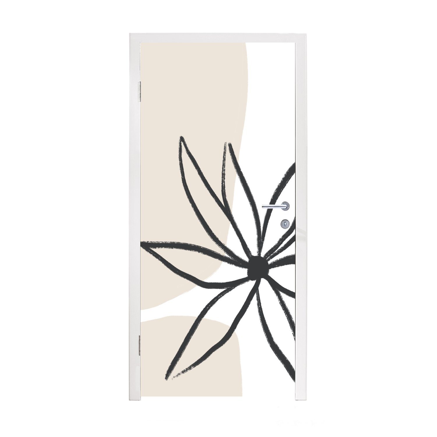 MuchoWow Türtapete Blumen - Minimalismus - Pastell, Matt, bedruckt, (1 St), Fototapete für Tür, Türaufkleber, 75x205 cm