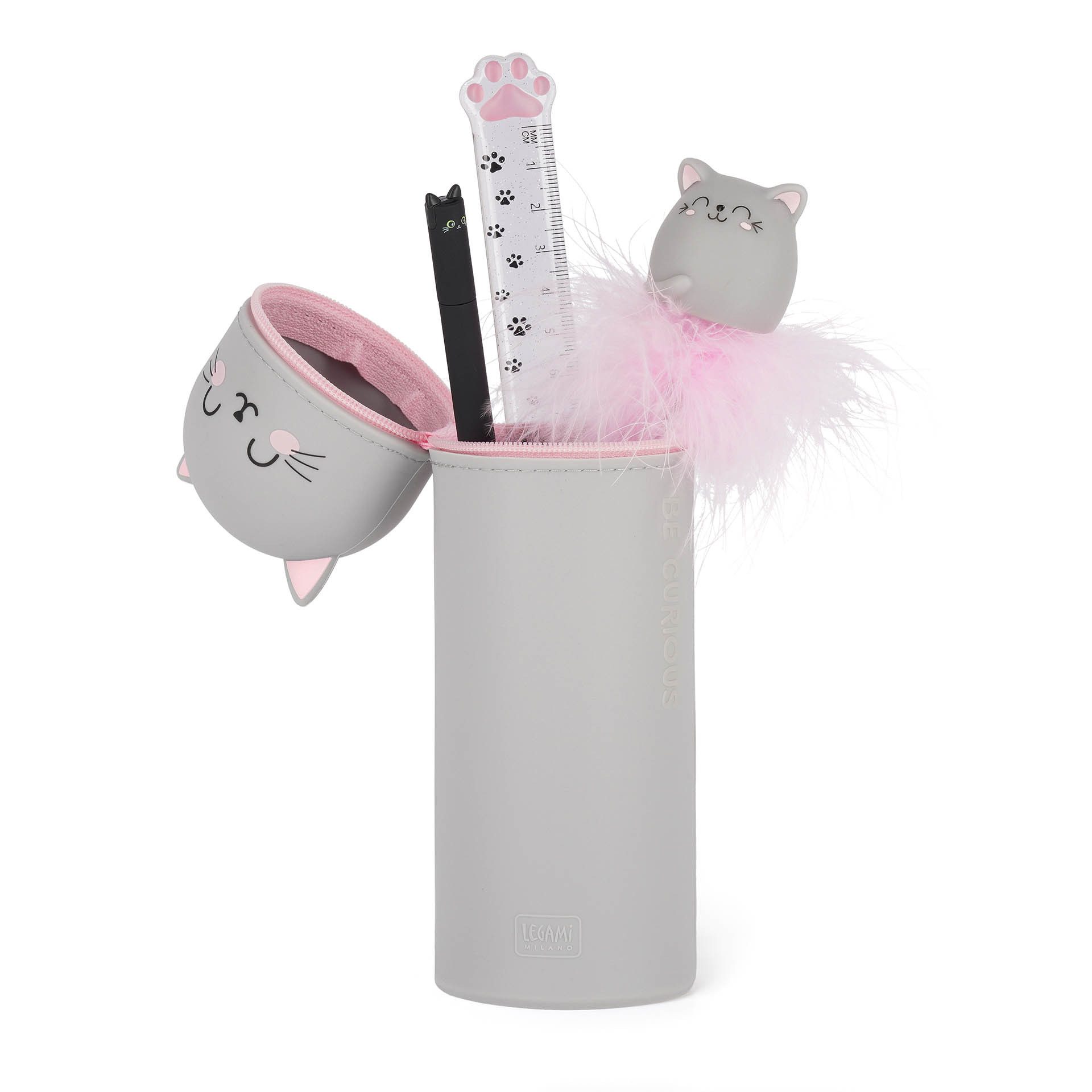 Legami Federmäppchen Legami 2 in 1 Federmäppchen aus Silikon Kawaii Kitty Katze