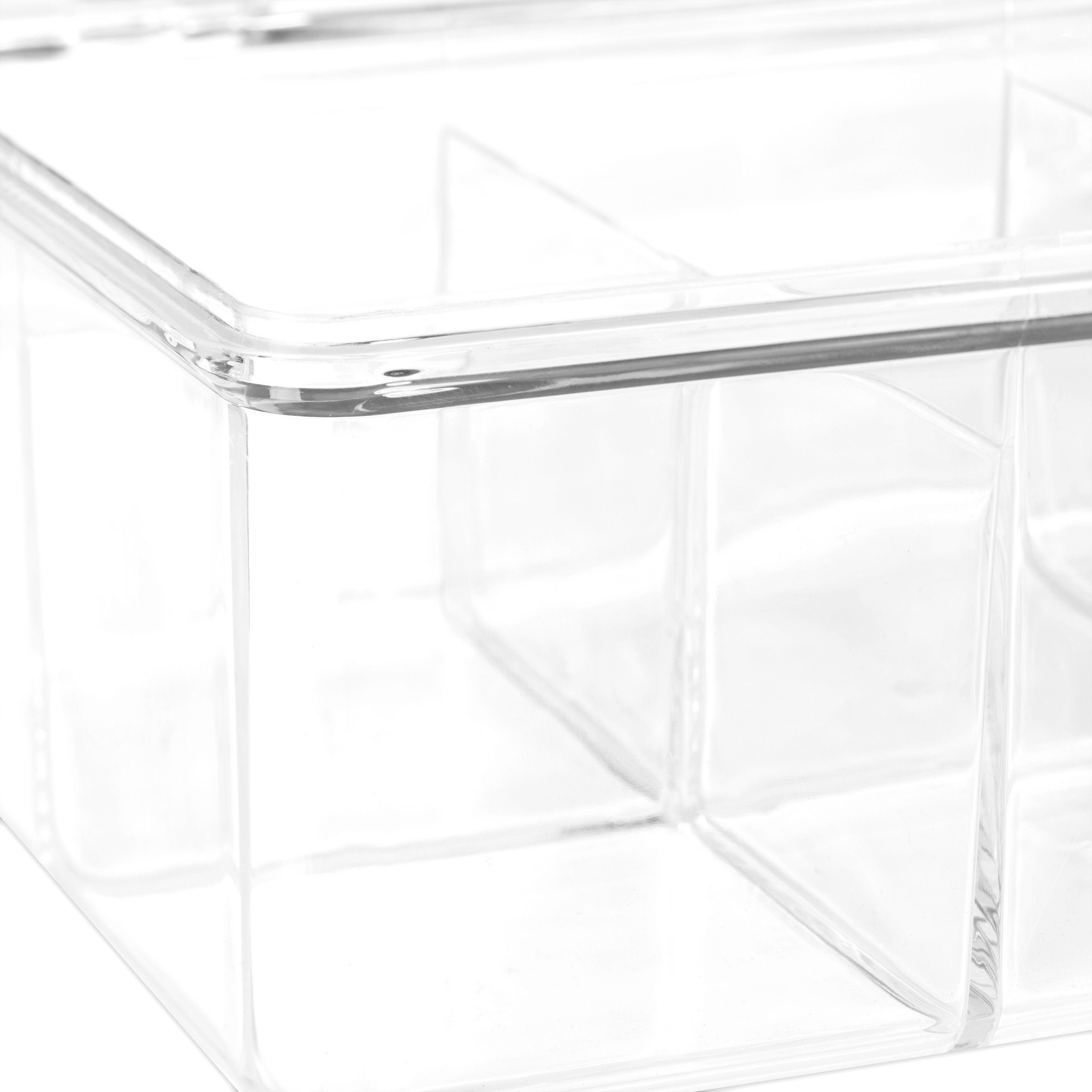 6 transparent Teebox mit Kunststoff relaxdays Fächern, Teebox