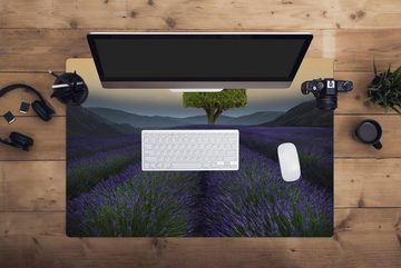 MuchoWow Gaming Mauspad Ein Lavendelfeld in Südengland bei Sonnenuntergang (1-St), Büro für Tastatur und Maus, Mousepad Gaming, 90x60 cm, XXL, Großes